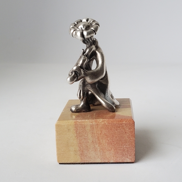 Vintage Sterling Silver Ben Zion Fiddler Sculpture on Marble Base Israel 1960s - Picture 5 of 10